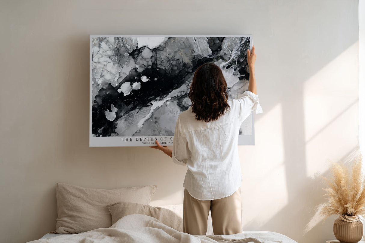 Paul Sinus Wandbild The Depths of Silent Contrast Abstract Flow in Black and White Elegance