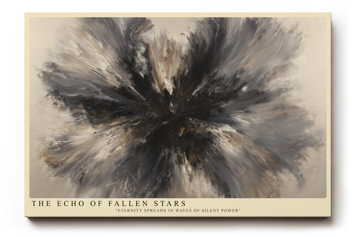 Paul Sinus Wandbild The Echo of Fallen Stars Abstraktes Kunstwerk mit explosiver Energie – dunkle und helle Töne verschmelzen zu einem kosmischen Zentrum.