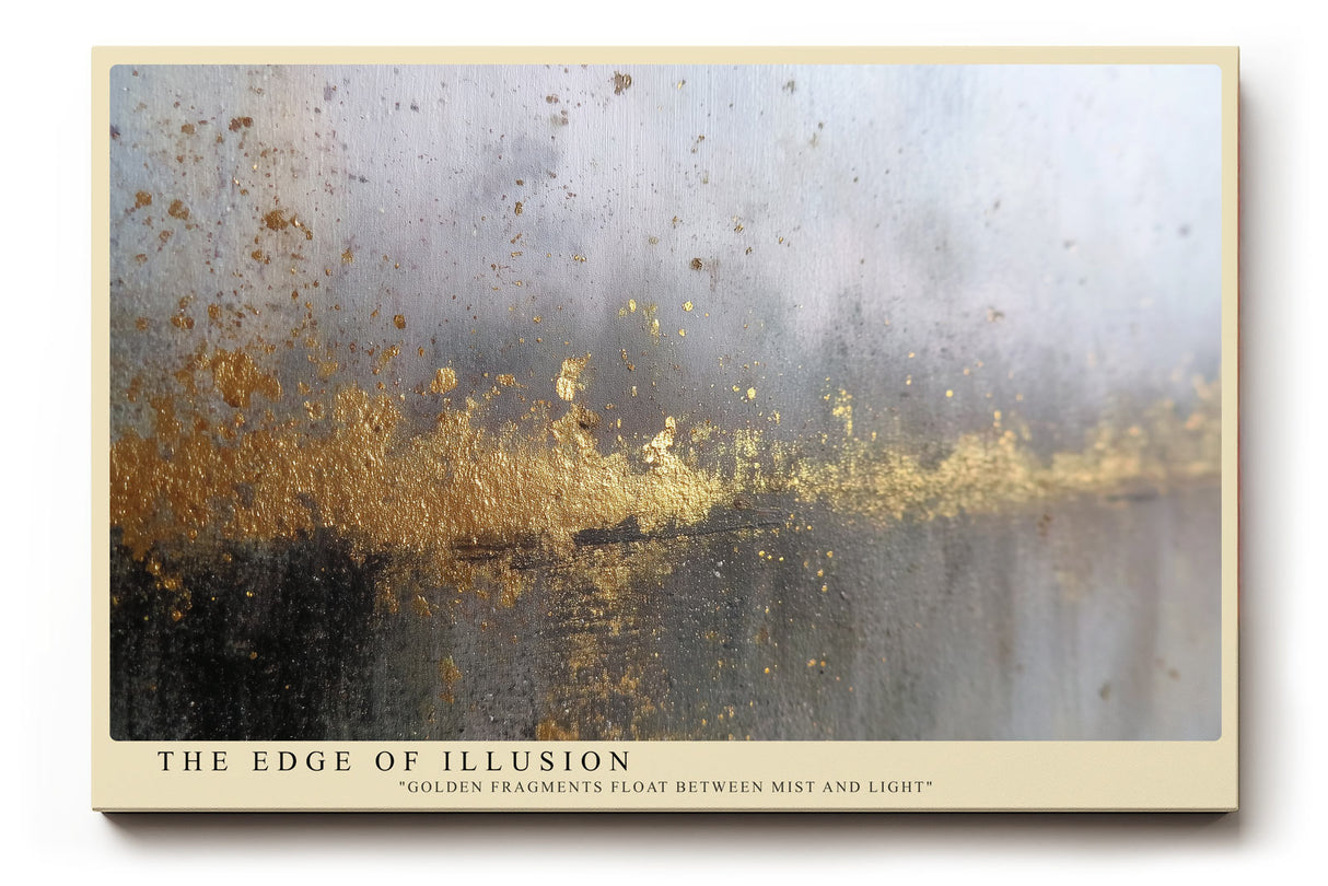 Paul Sinus Wandbild The Edge of Illusion – Abstraktes Kunstwerk mit goldenen Akzenten und nebliger Atmosphäre, Symbol für Mystik und Tiefe