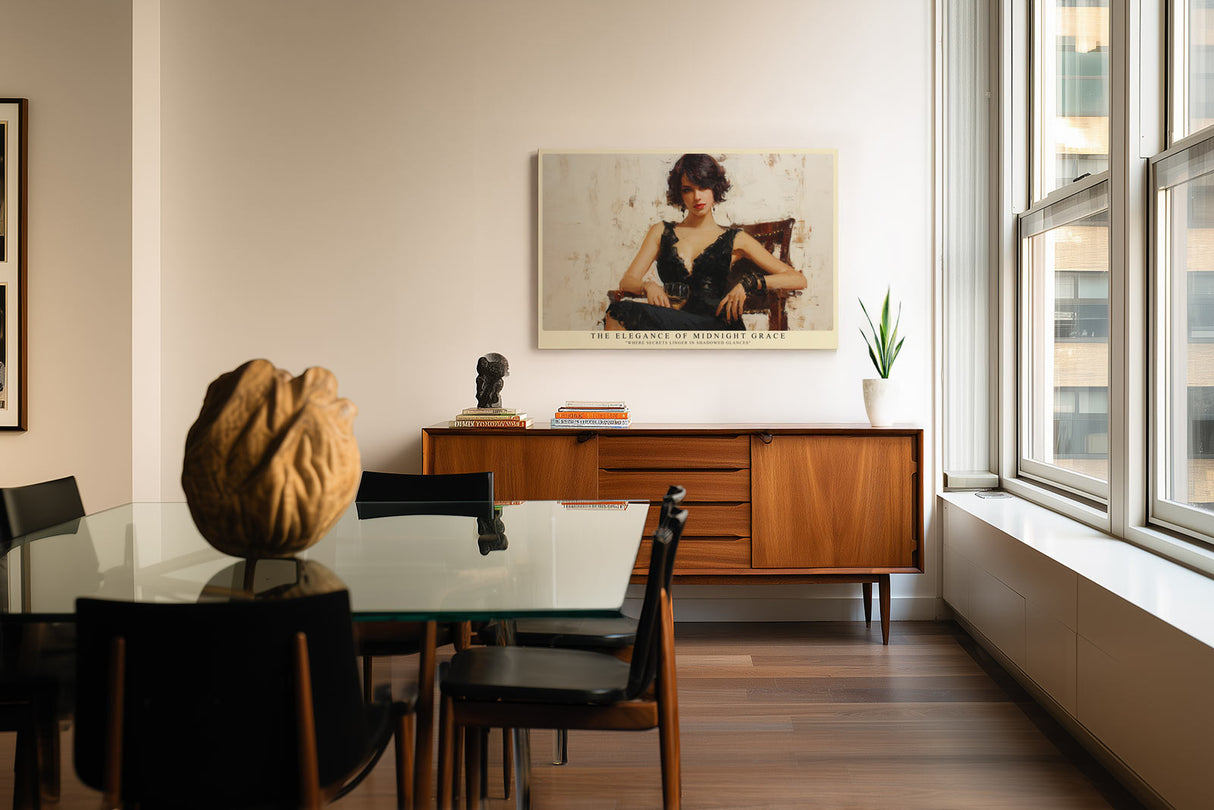 Paul Sinus Wandbild The Elegance of Midnight Grace – Zeitlose Schönheit und feminine Stärke in künstlerischer Raffinesse