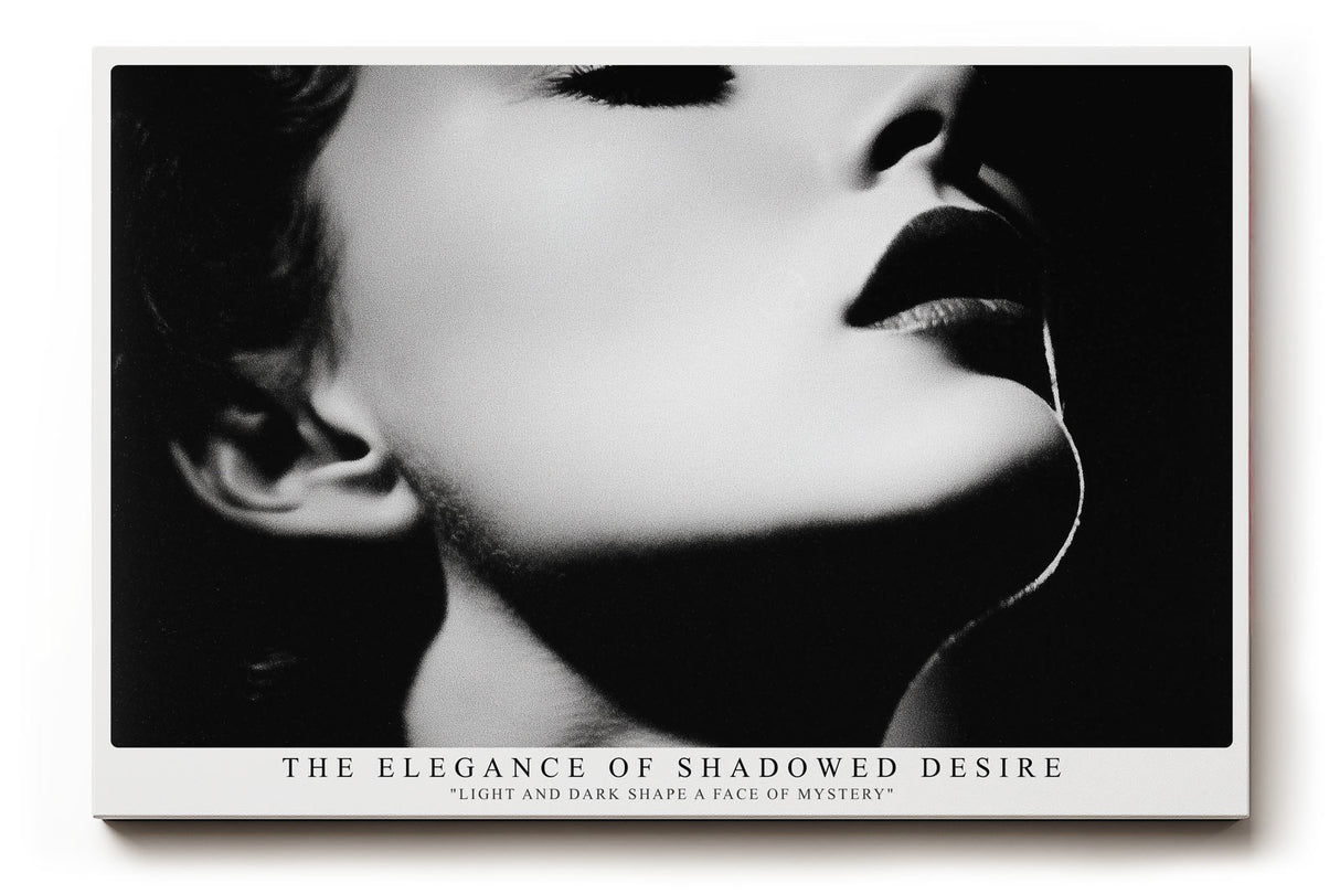 Paul Sinus Wandbild The Elegance of Shadowed Desire – Künstlerisches Schwarz-Weiß-Porträt mit Licht-Schatten-Spiel, Symbol für Sinnlichkeit und Geheimnis
