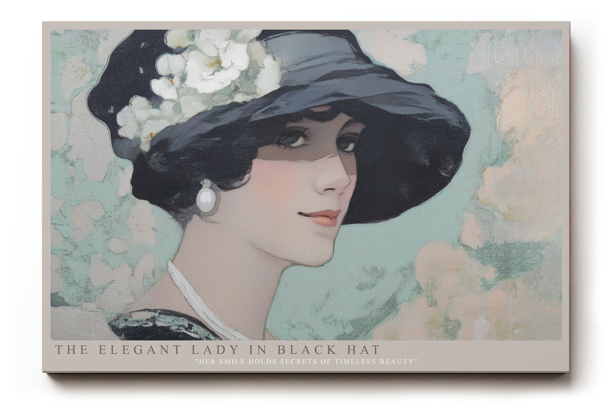 Paul Sinus Wandbild The Elegant Lady in Black Hat Her Smile Holds Secrets of Timeless Beauty