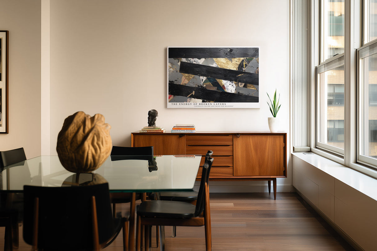 Paul Sinus Wandbild The Energy of Broken Layers Abstract Power in Colliding Contrasts