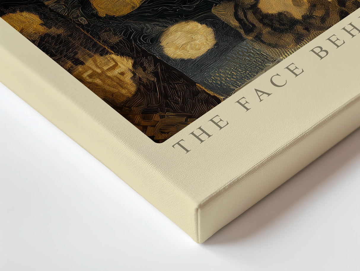 Paul Sinus Wandbild The Face Behind Golden Veils Portrait in Shades of Gold and Mystery