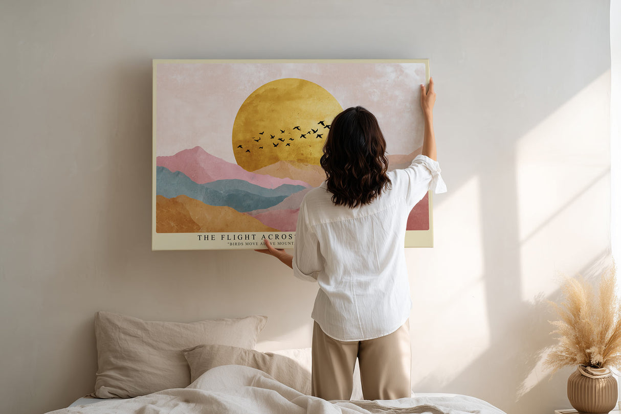 Paul Sinus Wandbild The Flight Across the Golden Sun Birds Above Painted Horizons
