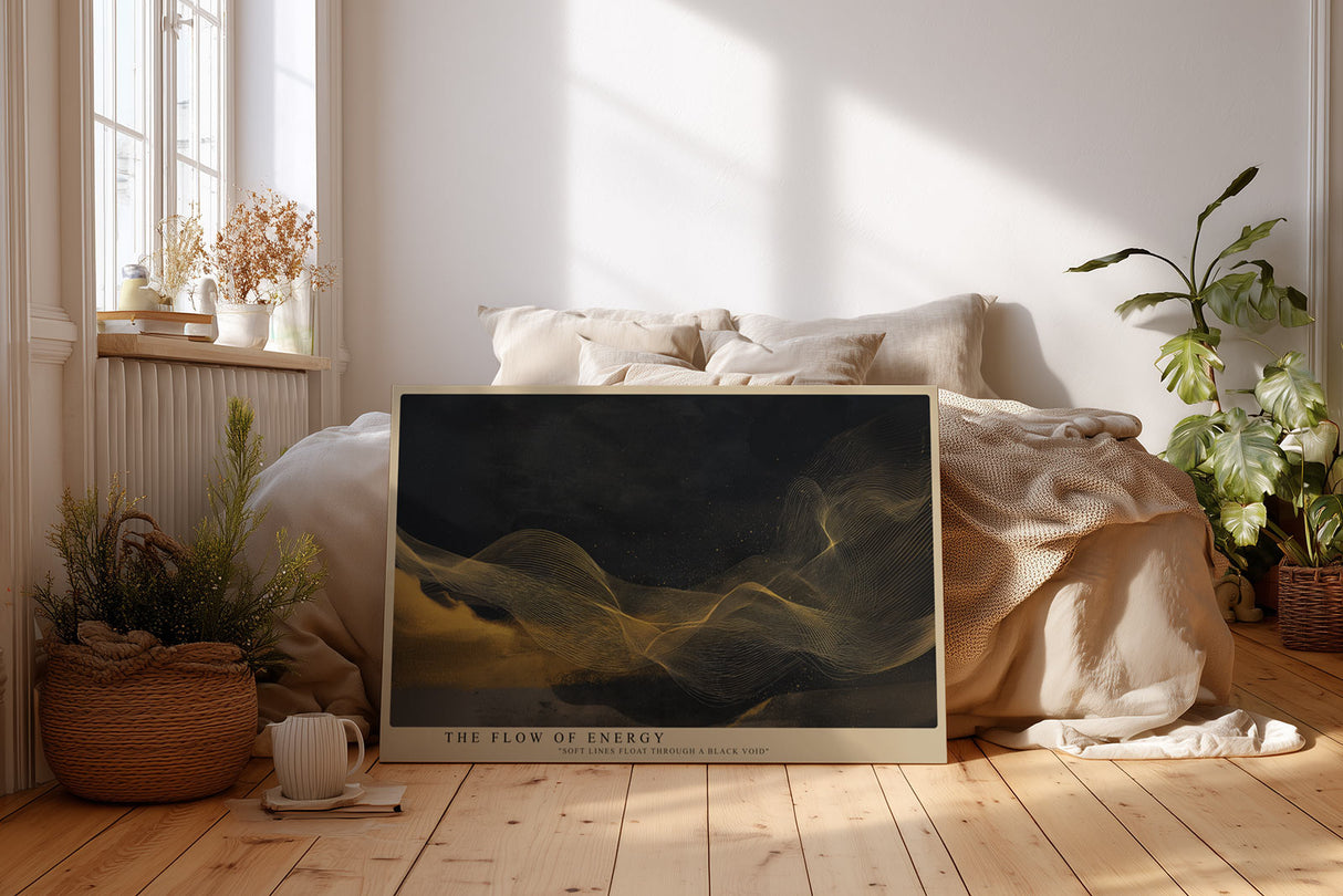 Paul Sinus Wandbild The Flow of Energy Soft Lines Float Through a Black Void