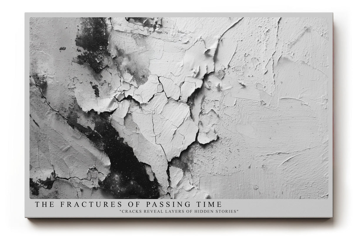 Paul Sinus Wandbild The Fractures of Passing Time abstrakte Textur in Schwarz-Weiß mit Rissen und Schichten