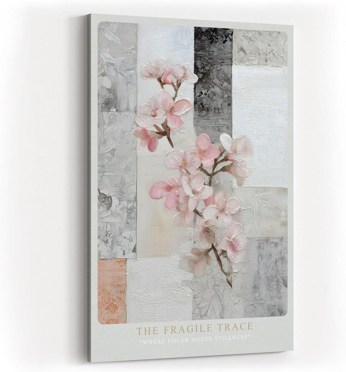 Paul Sinus Wandbild in 40x60cm The Fragile Trace – zarte Blüten auf strukturiertem Hintergrund, elegante florale Kunst in sanften Farben