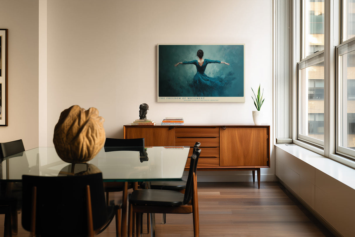 Paul Sinus Wandbild The Freedom of Movement Woman in Flowing Teal Dress