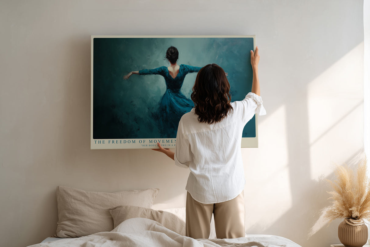 Paul Sinus Wandbild The Freedom of Movement Woman in Flowing Teal Dress