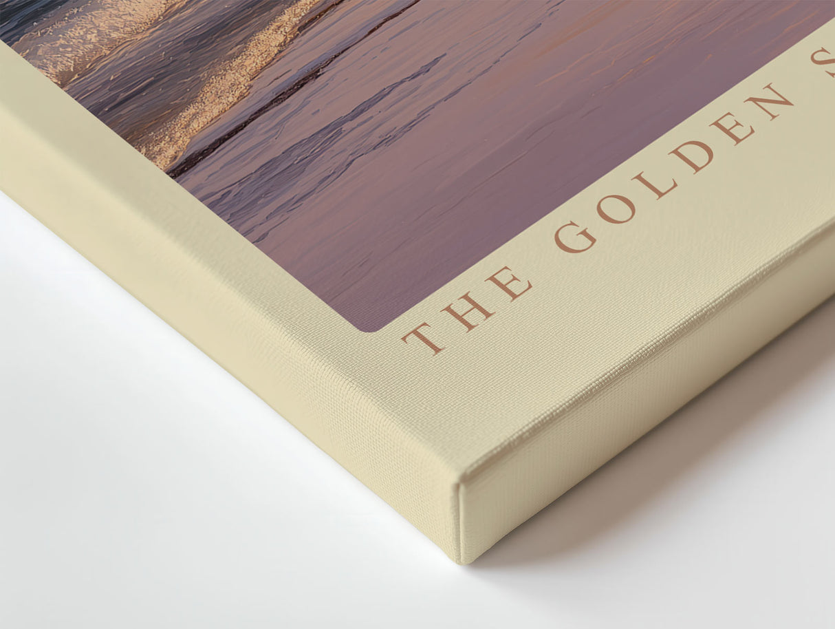 Paul Sinus Wandbild The Golden Shore of Dreams stimmungsvolles Küstenmotiv im goldenen Abendlicht mit ruhiger Wellenbewegung