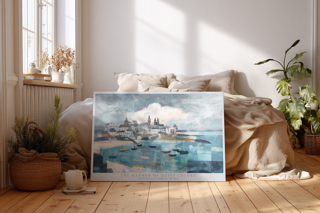 Paul Sinus Wandbild The Harbor of Quiet Colors impressionistisches Hafenmotiv mit sanften Blautönen und ruhiger Atmosphäre