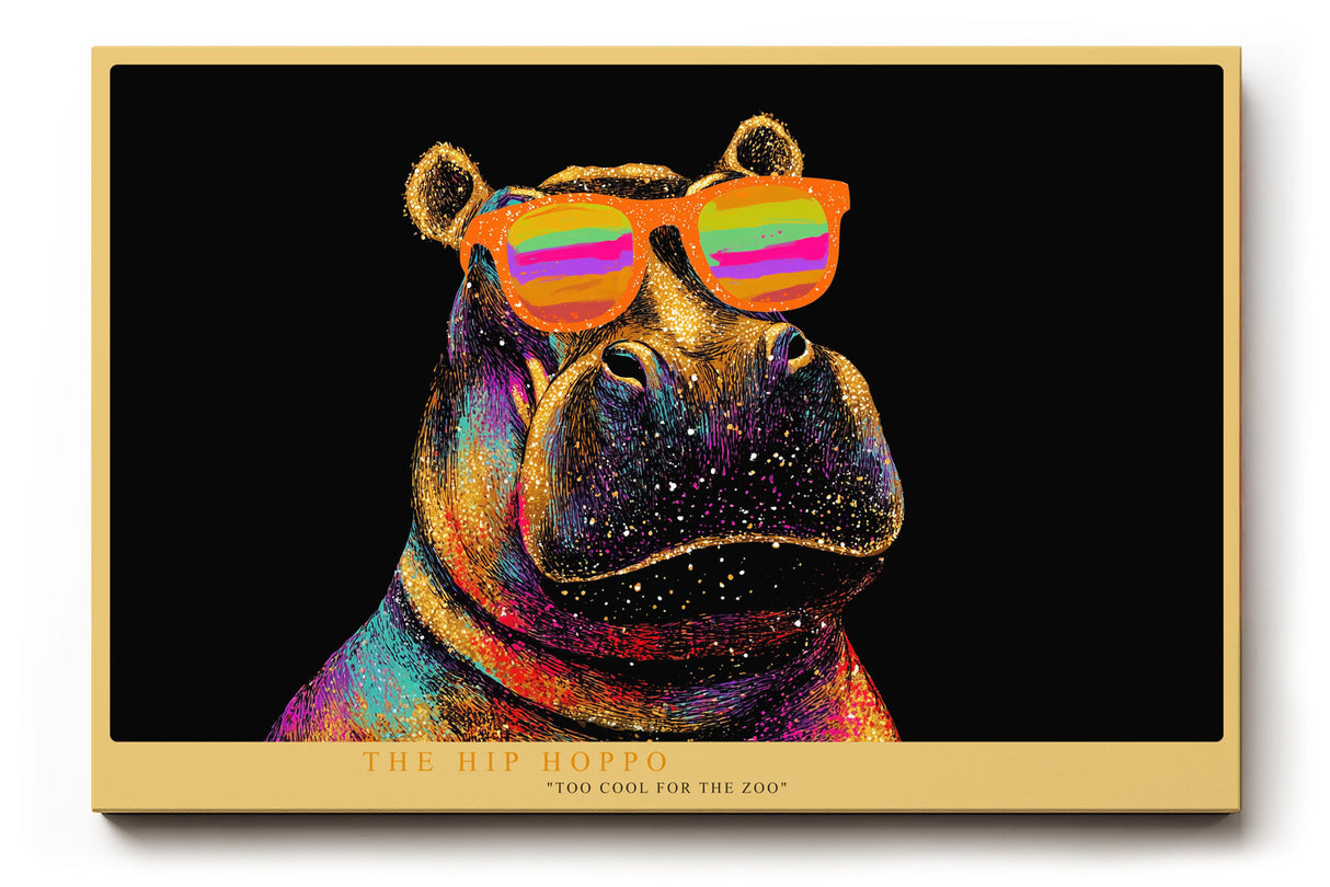 Paul Sinus Wandbild The Hip Hoppo farbenfrohes Tiermotiv mit Nilpferd und Sonnenbrille für moderne Wohnräume voller Witz und Charakter