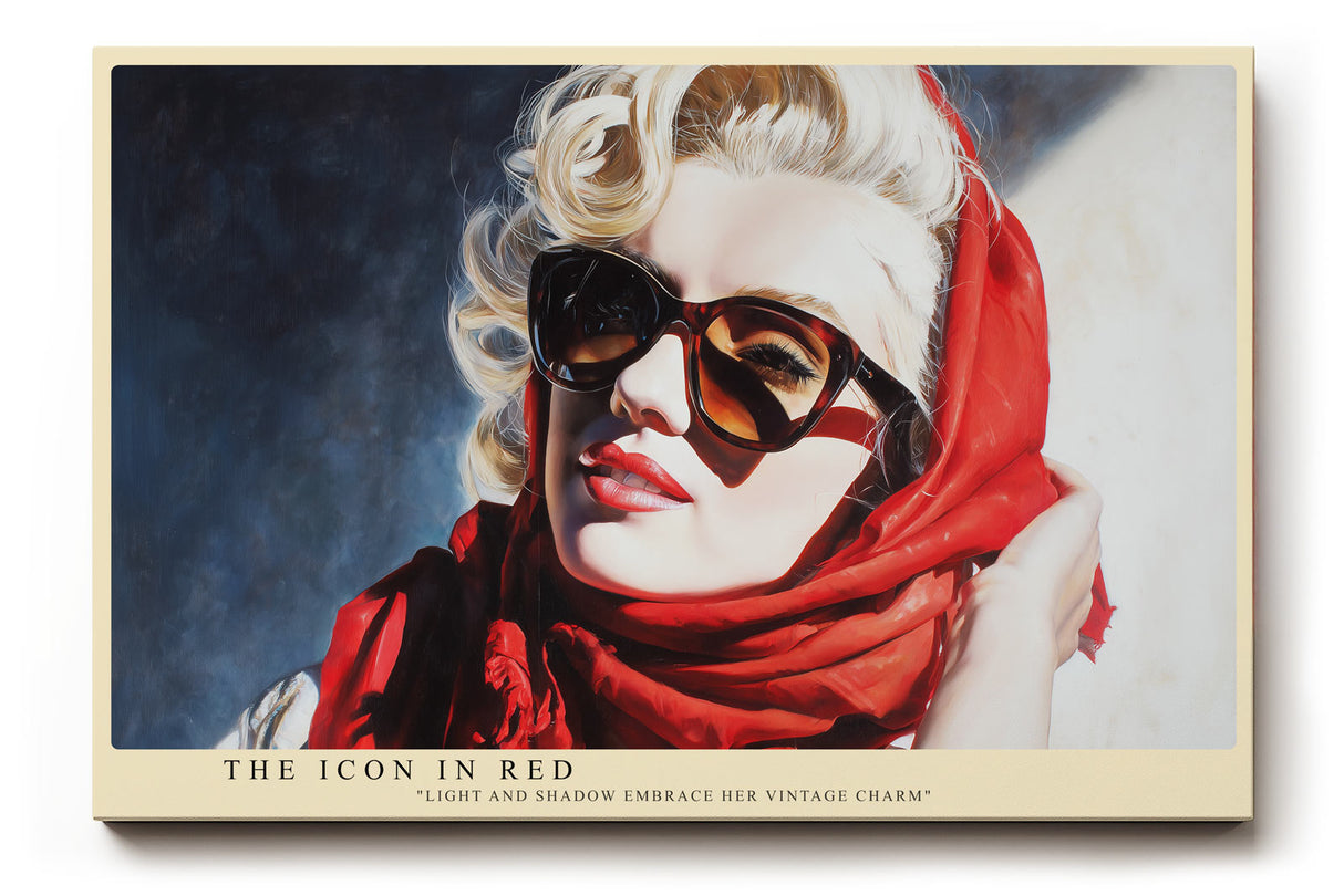 Paul Sinus Wandbild The Icon in Red – Stilvolles Porträt einer Frau mit rotem Tuch, inspiriert von Vintage-Glamour und zeitloser Eleganz