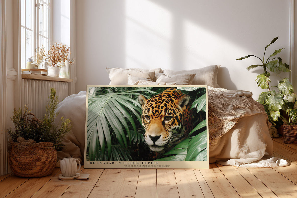 Paul Sinus Wandbild The Jaguar in Hidden Depths faszinierendes Tiermotiv mit Jaguar im dichten grünen Blattwerk