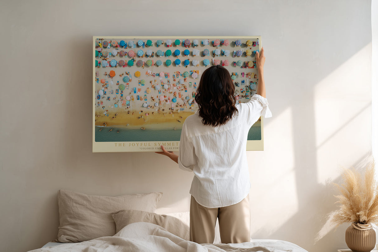Paul Sinus Wandbild The Joyful Symmetry of Summer Days Aerial Beach Scene with Umbrella Mosaic