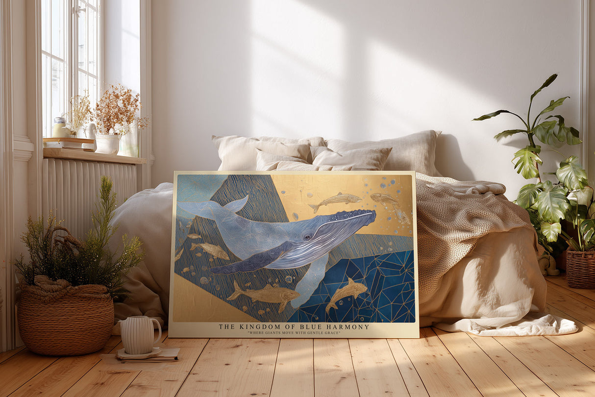 Paul Sinus Wandbild The Kingdom of Blue Harmony Grace of Whales in Golden Depths