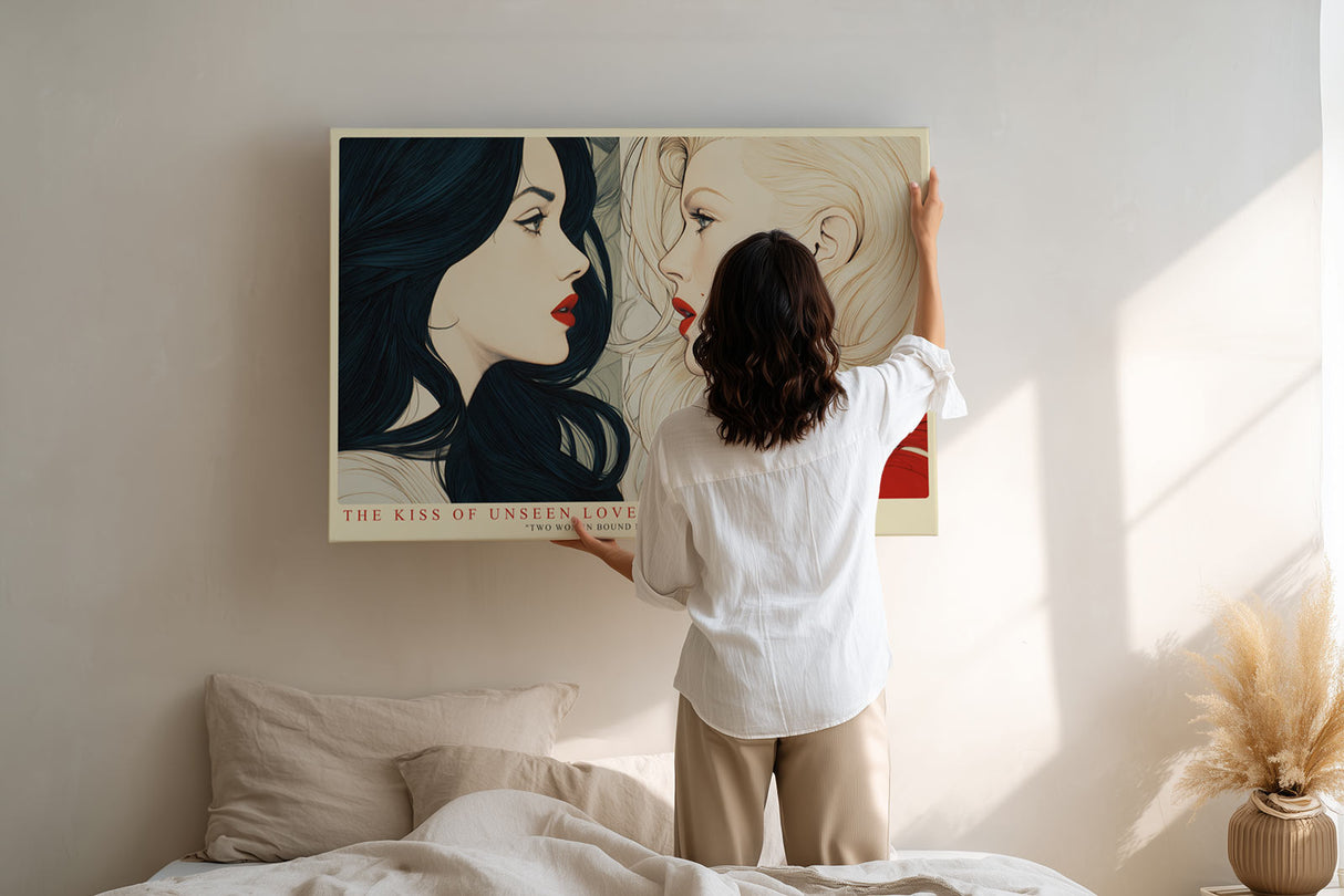 Paul Sinus Wandbild The Kiss of Unseen Love Modern Portrait of Two Women