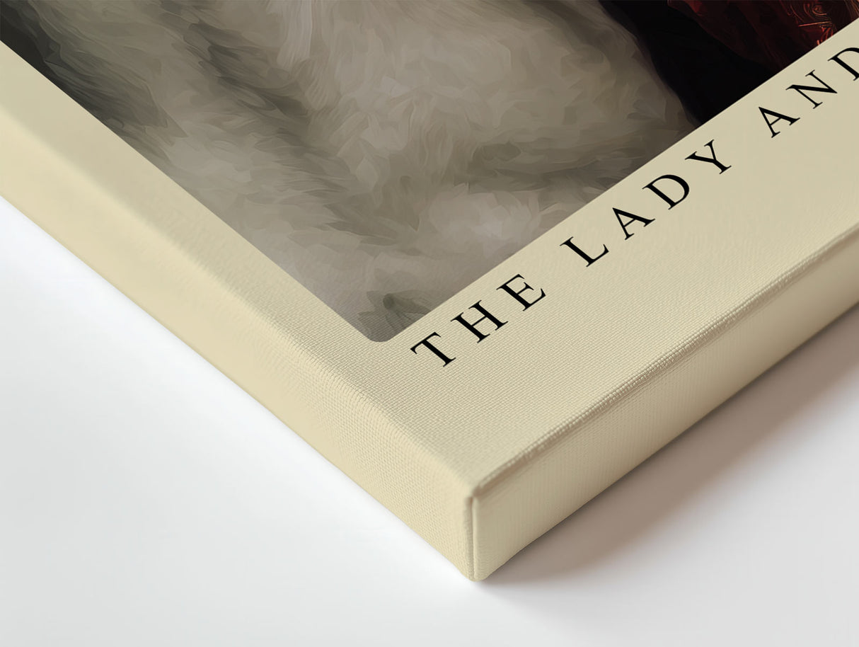 Paul Sinus Wandbild The Lady and Her White Horse – Frau im roten Kleid mit weißem Pferd