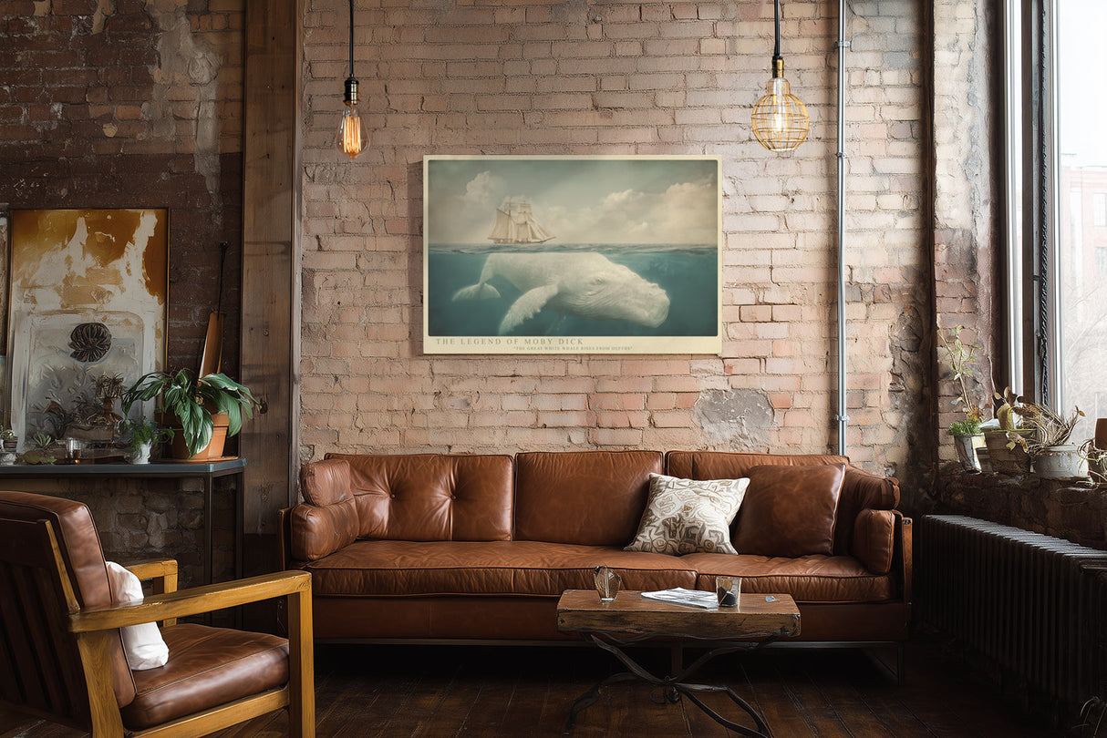 Paul Sinus Wandbild The Legend of Moby Dick – gewaltiger weißer Wal unter historischem Segelschiff symbolisiert Mythos, Stärke und das Unbekannte