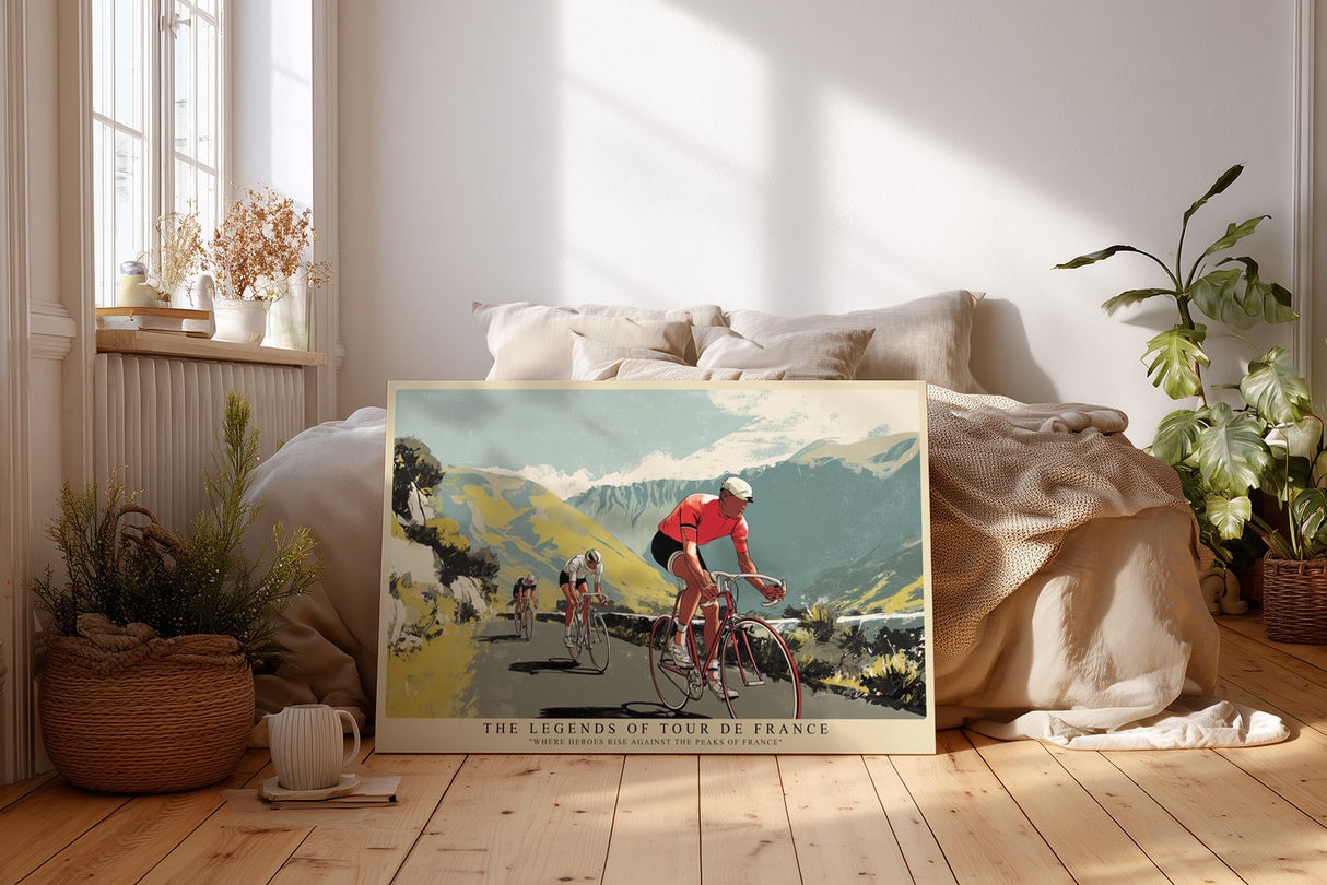 Paul Sinus Wandbild The Legends of Tour de France – Dynamische Sportkunst mit nostalgischem Flair und ikonischer Farbgebung