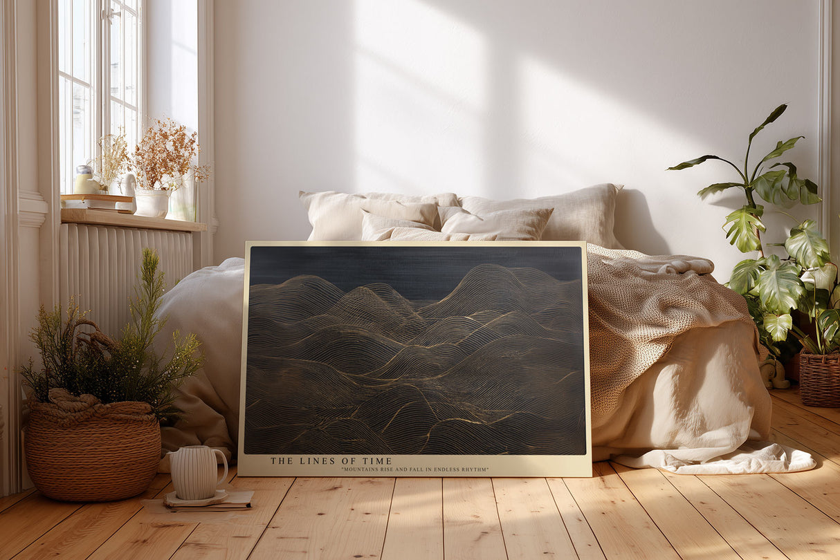 Paul Sinus Wandbild The Lines of Time Golden Waves in Abstract Rhythm