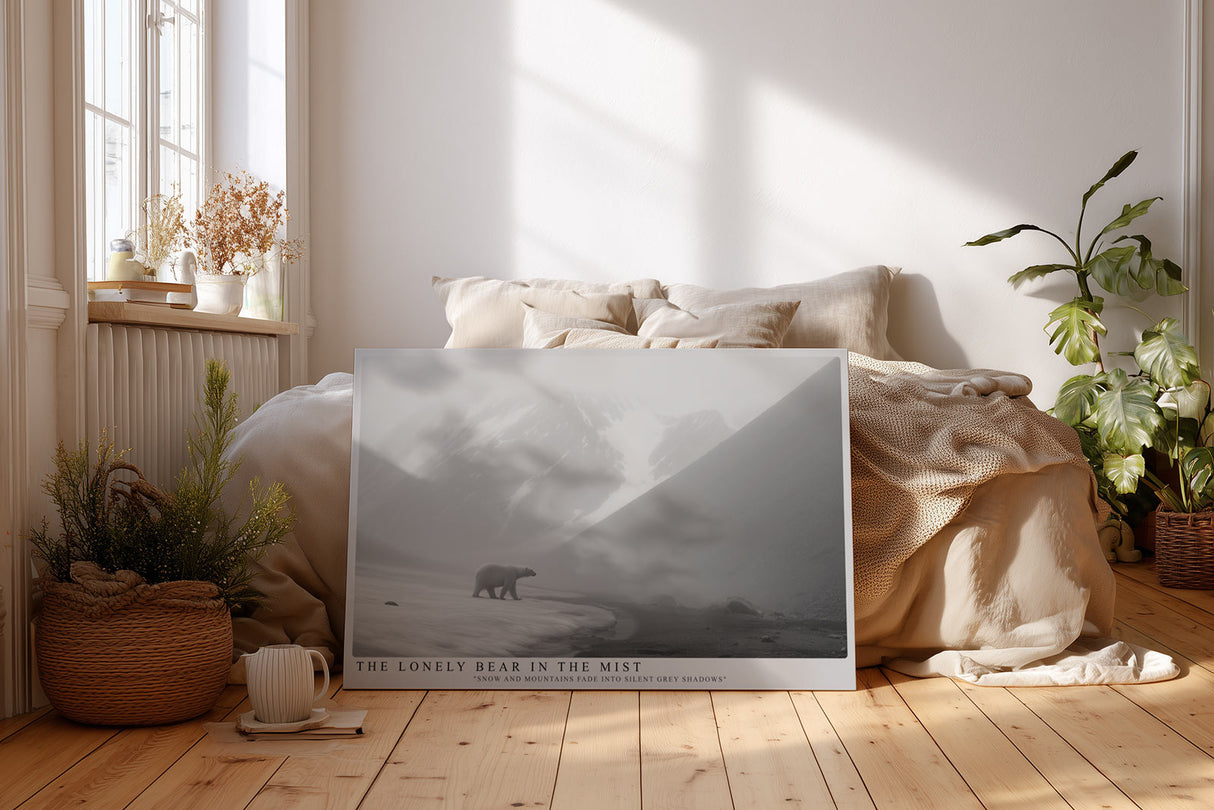 Paul Sinus Wandbild The Lonely Bear in the Mist Polar Silence Across Grey Mountains