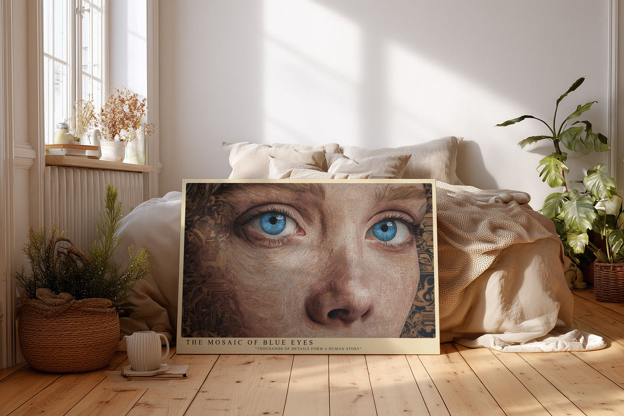 Paul Sinus Wandbild The Mosaic of Blue Eyes Porträtkunst aus feinen Strukturen mit intensiven blauen Augen
