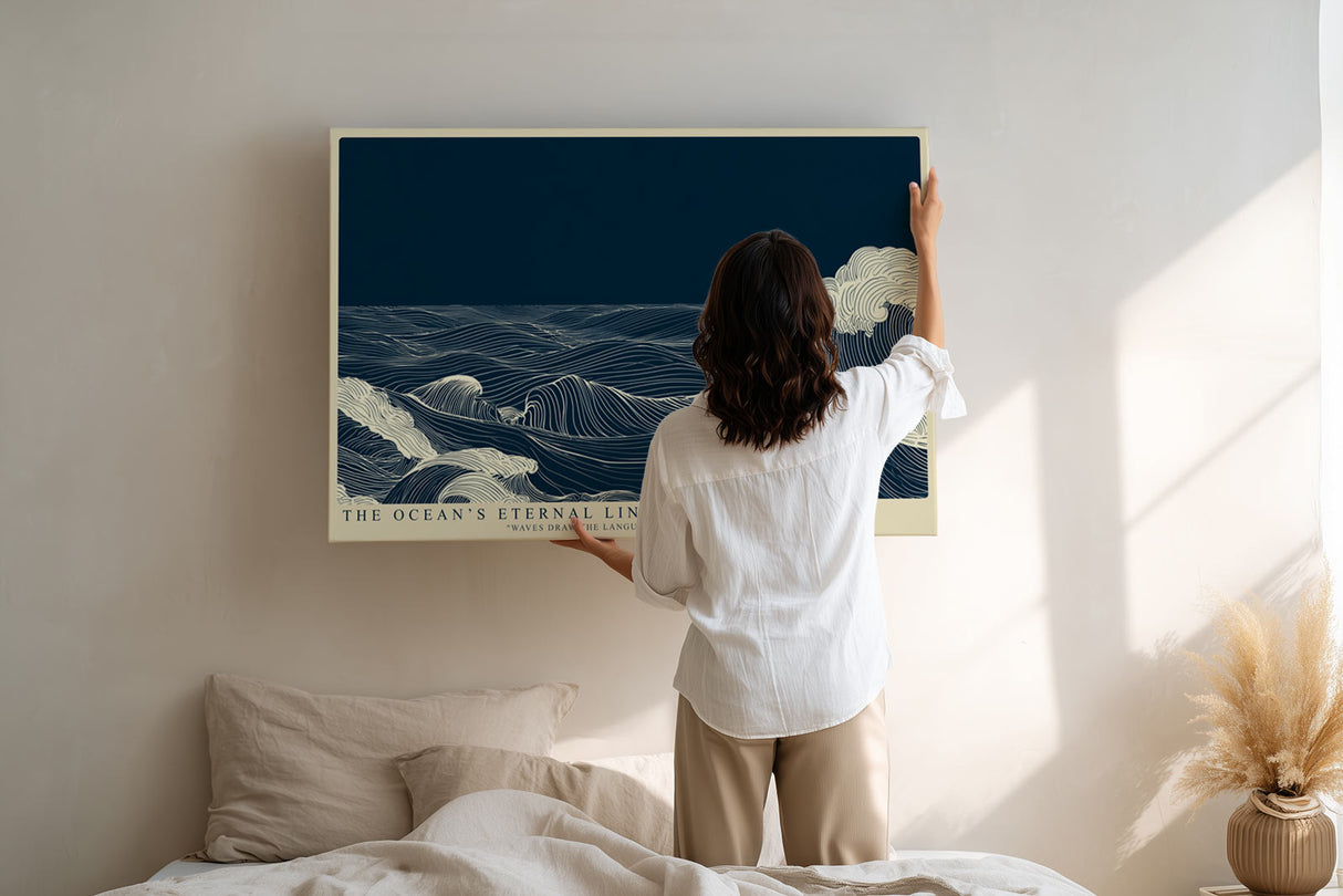 Paul Sinus Wandbild The Ocean’s Eternal Lines – Stilisiertes Wellenmotiv in Liniengrafik, Symbol für Bewegung, Rhythmus und die Unendlichkeit des Meeres