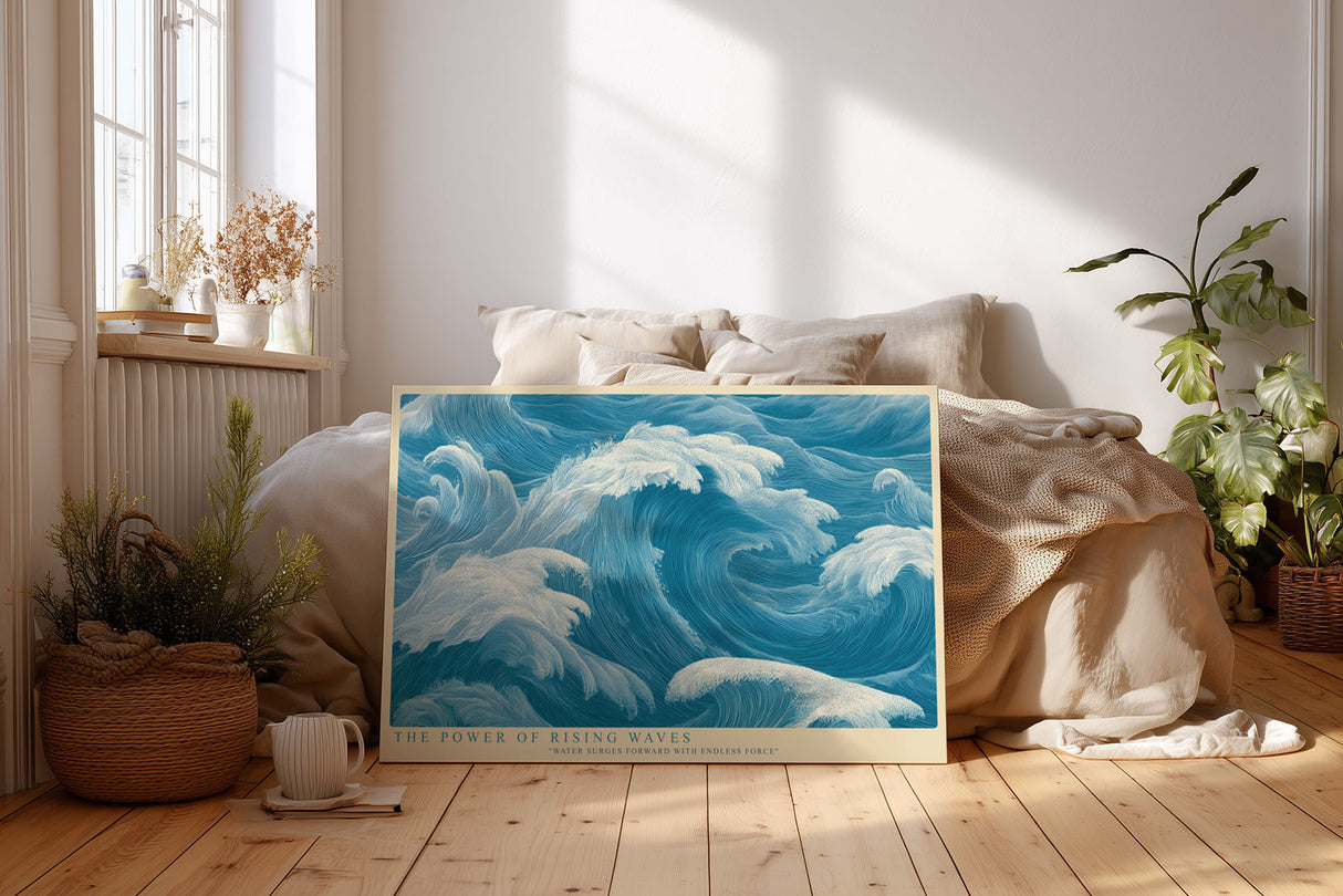 Paul Sinus Wandbild The Power of Rising Waves dynamisches Meeresmotiv in kräftigen Blautönen mit kraftvollen Wellen