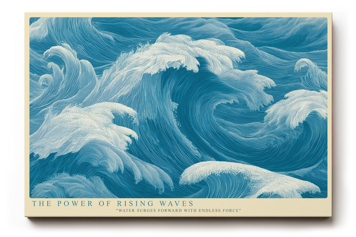 Paul Sinus Wandbild The Power of Rising Waves dynamisches Meeresmotiv in kräftigen Blautönen mit kraftvollen Wellen