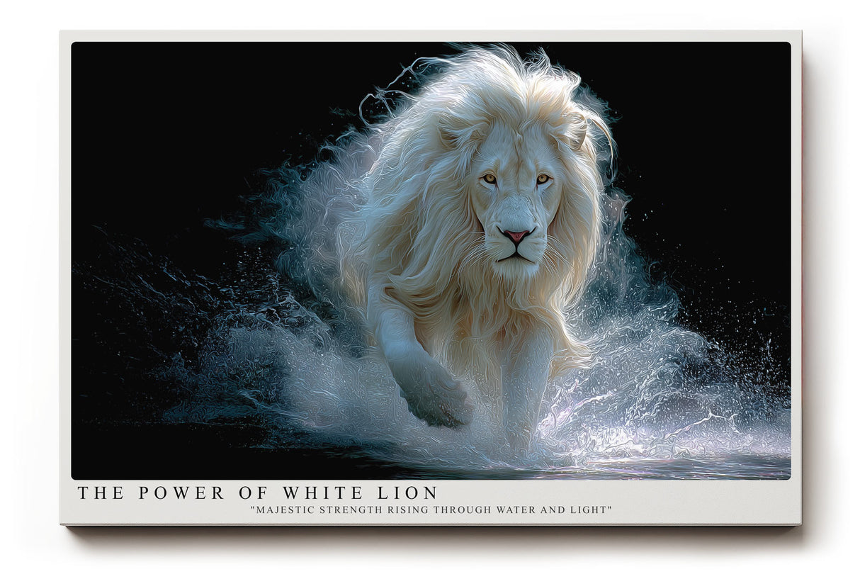 Paul Sinus Wandbild The Power of White Lion – Majestätische Stärke in Licht und Bewegung
