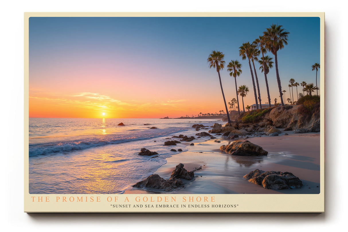 Paul Sinus Wandbild The Promise of a Golden Shore – Magischer Sonnenuntergang an der Küste in warmem Glanz
