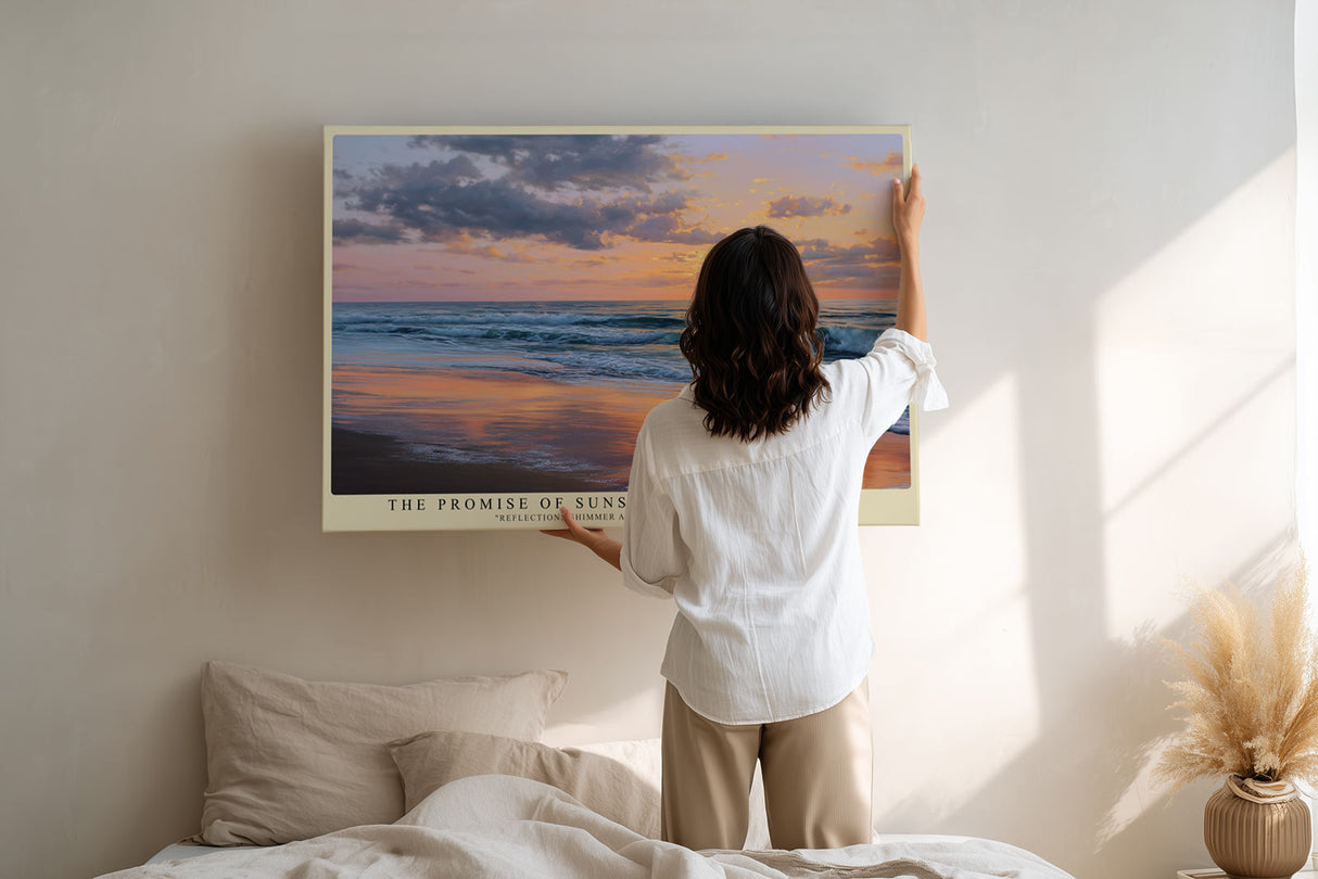 Paul Sinus Wandbild The Promise of Sunset – Malerischer Sonnenuntergang über dem Meer, Symbol für Frieden, Sehnsucht und die Schönheit des Augenblicks