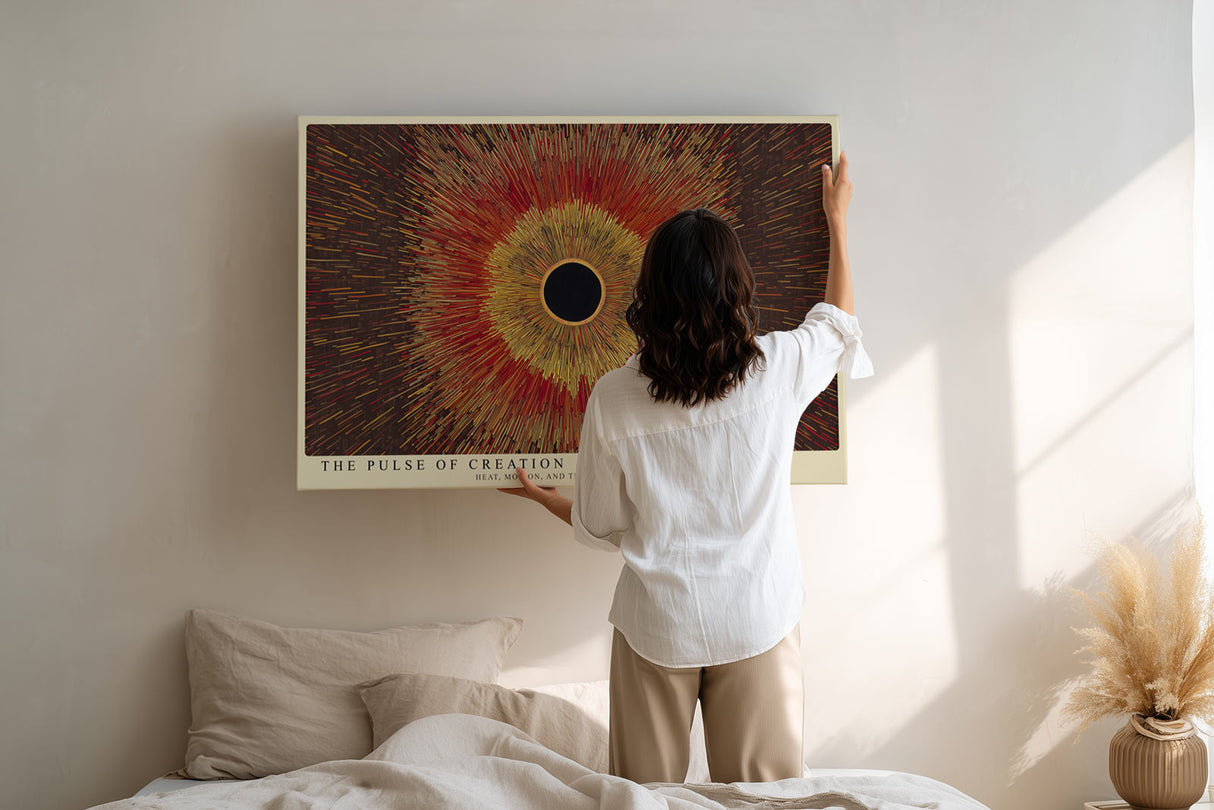 Paul Sinus Wandbild The Pulse of Creation Cosmic Explosion of Energy in Red and Gold Harmony