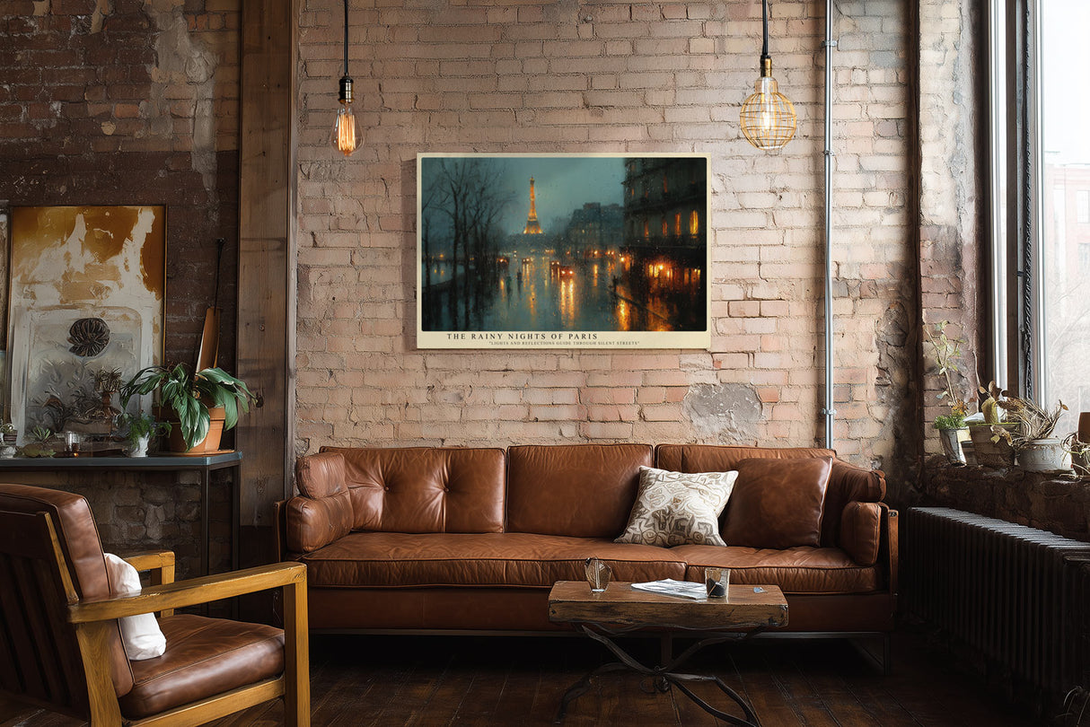 Paul Sinus Wandbild The Rainy Nights of Paris – Stimmungsvoller Blick auf Paris bei Regen, atmosphärisches Stadtmotiv mit Lichtern und Reflexionen