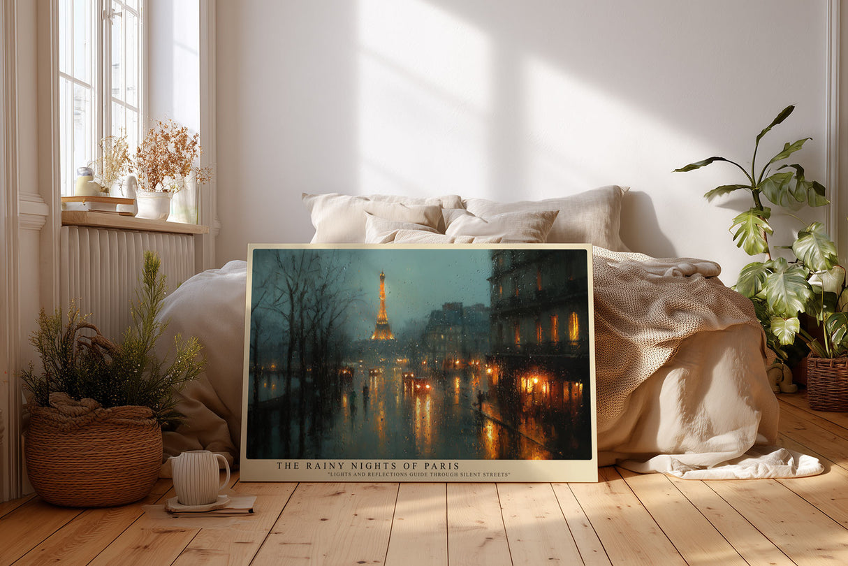 Paul Sinus Wandbild The Rainy Nights of Paris – Stimmungsvoller Blick auf Paris bei Regen, atmosphärisches Stadtmotiv mit Lichtern und Reflexionen