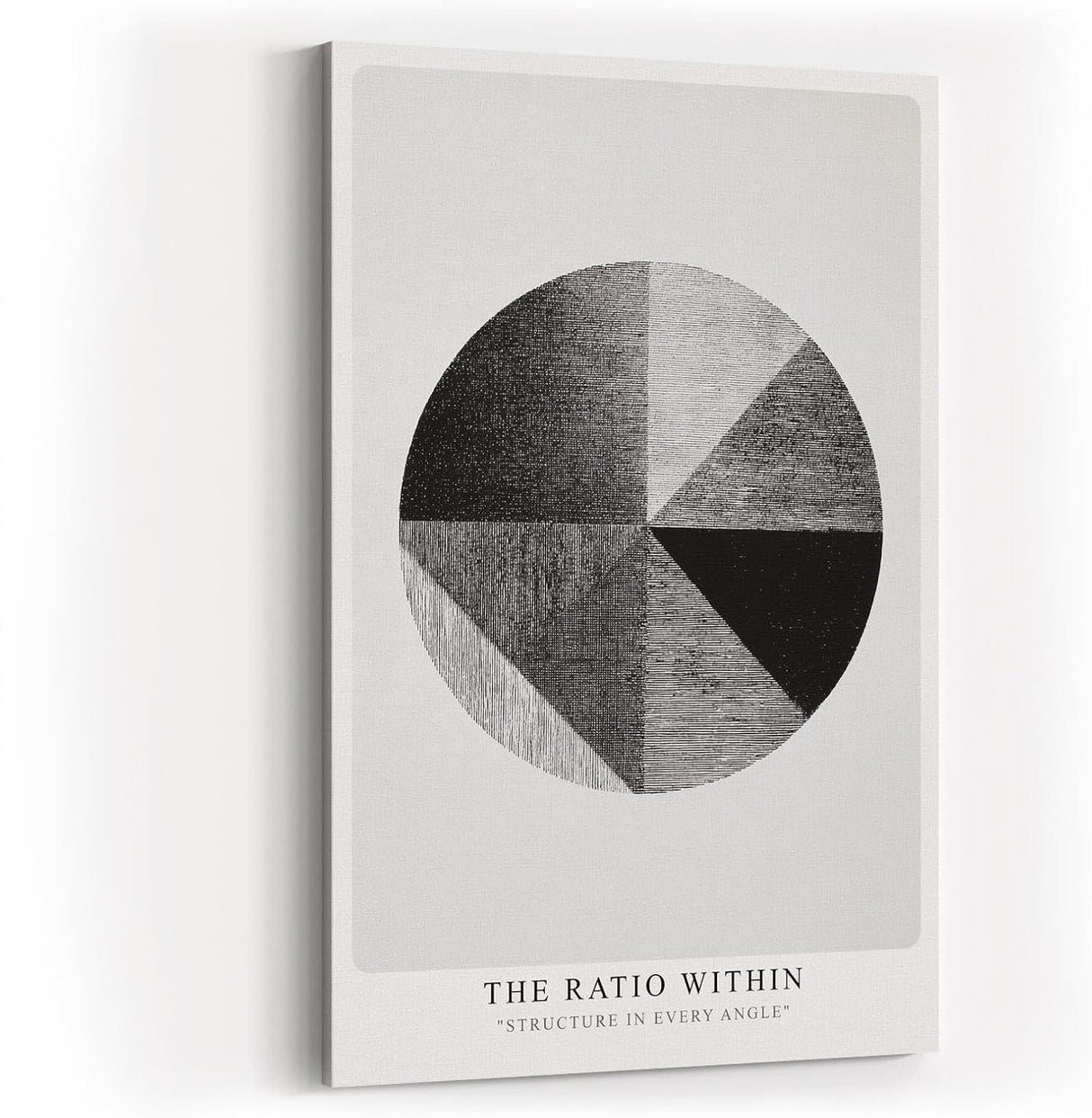 Paul Sinus Wandbild in 40x60cm The Ratio Within – Geometrische Kreisaufteilung in Schwarz-Weiß mit texturierten Segmenten