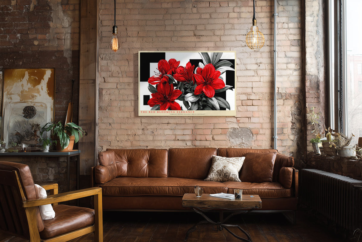 Paul Sinus Wandbild The Red Blooming Elegance – Ausdrucksstarkes Blütenmotiv in kräftigem Rot auf kontrastreichem Hintergrund, Symbol für Leidenschaft und Stärke