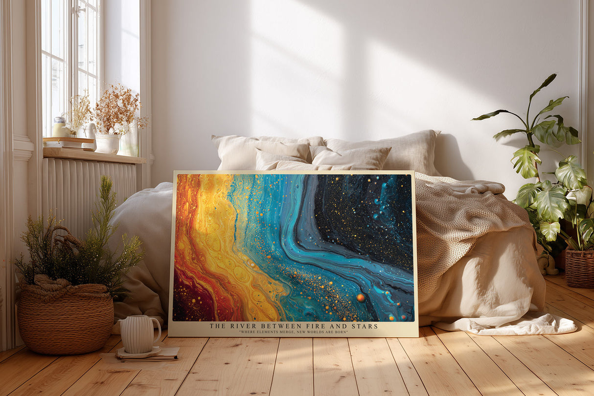 Paul Sinus Wandbild The River Between Fire and Stars Abstract Flow of Elements in Motion