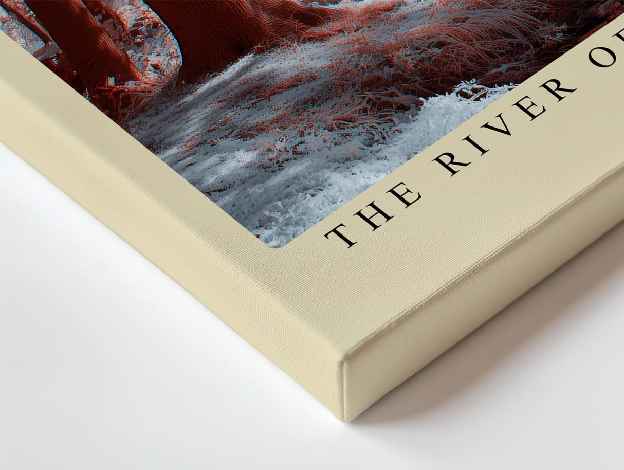 Paul Sinus Wandbild The River of Dreaming Trees verträumtes Landschaftsmotiv mit rosa Bäumen und ruhigem Flusslauf