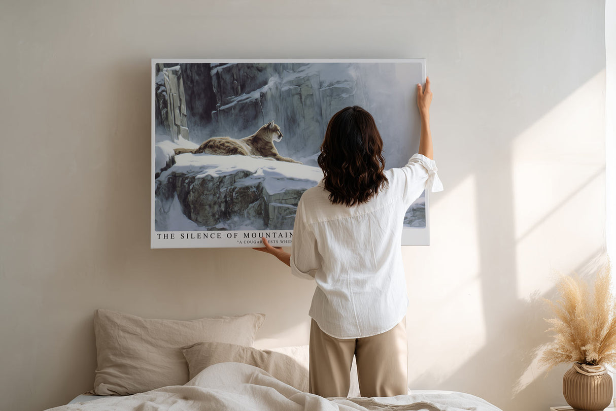 Paul Sinus Wandbild The Silence of Mountain Power Cougar in Snow Landscape