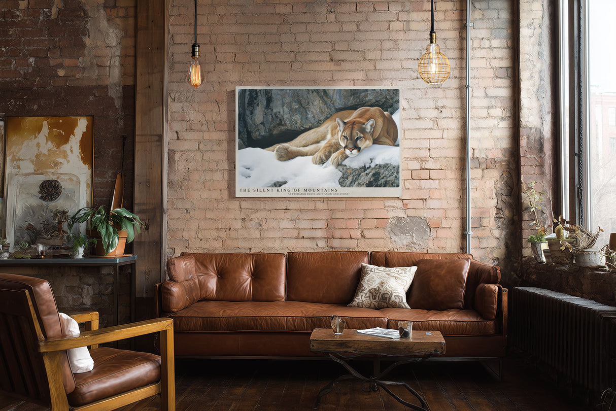 Paul Sinus Wandbild The Silent King of Mountains Resting Predator Amid Snow and Stone