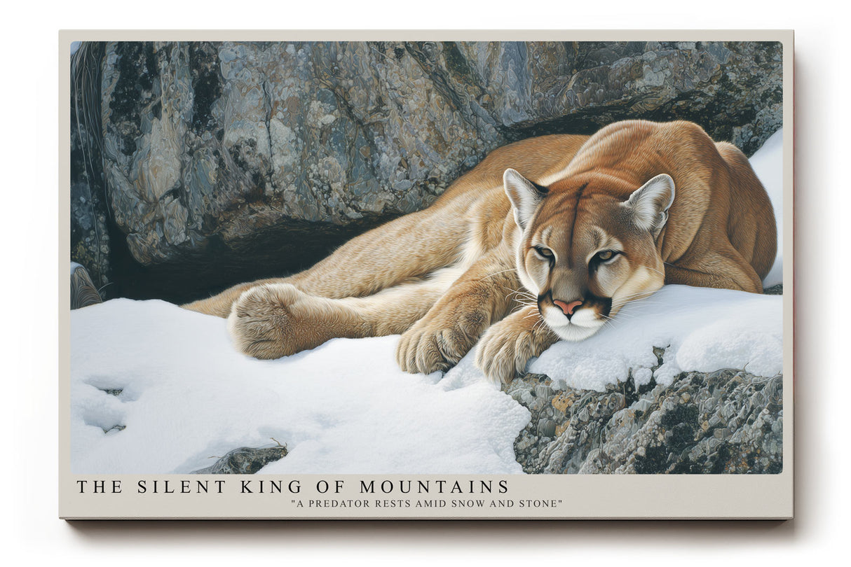 Paul Sinus Wandbild The Silent King of Mountains Resting Predator Amid Snow and Stone