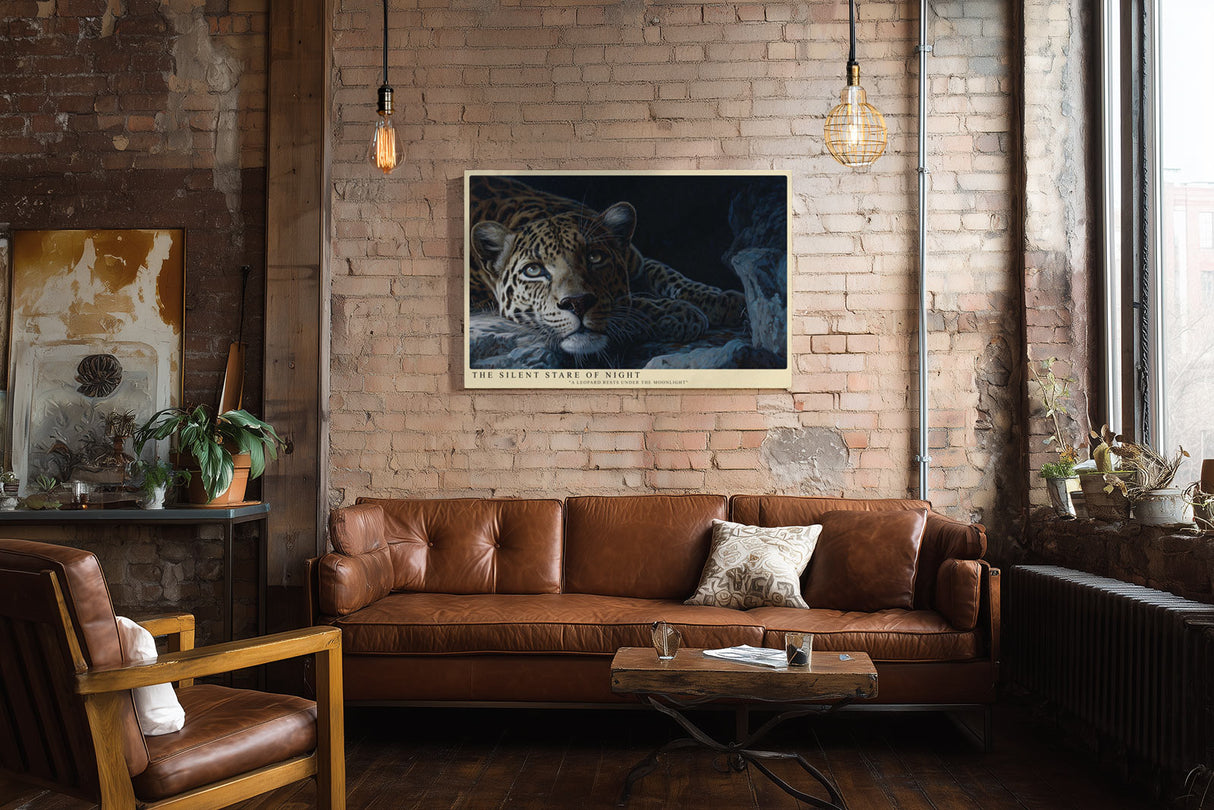 Paul Sinus Wandbild The Silent Stare of Night Leopard Under the Moonlight
