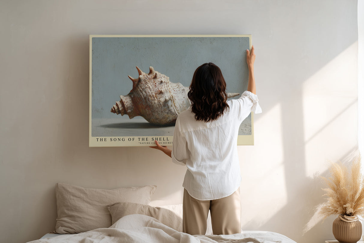 Paul Sinus Wandbild The Song of the Shell – Realistische Muscheldarstellung in sanften Naturtönen, Symbol für Ruhe, Zeitlosigkeit und das Meer