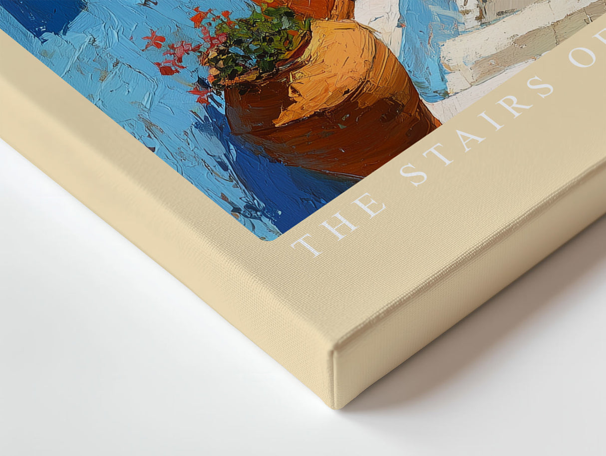 Paul Sinus Wandbild The Stairs of Santorini Dreams Mediterranean Escape of Blue and White Serenity