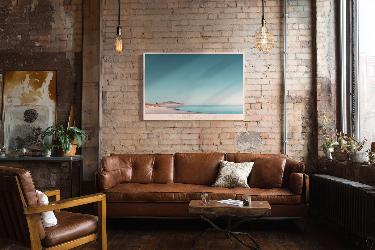 Paul Sinus Wandbild The Stillness of Horizons – Minimalistische Landschaft in Blau und Sandfarben