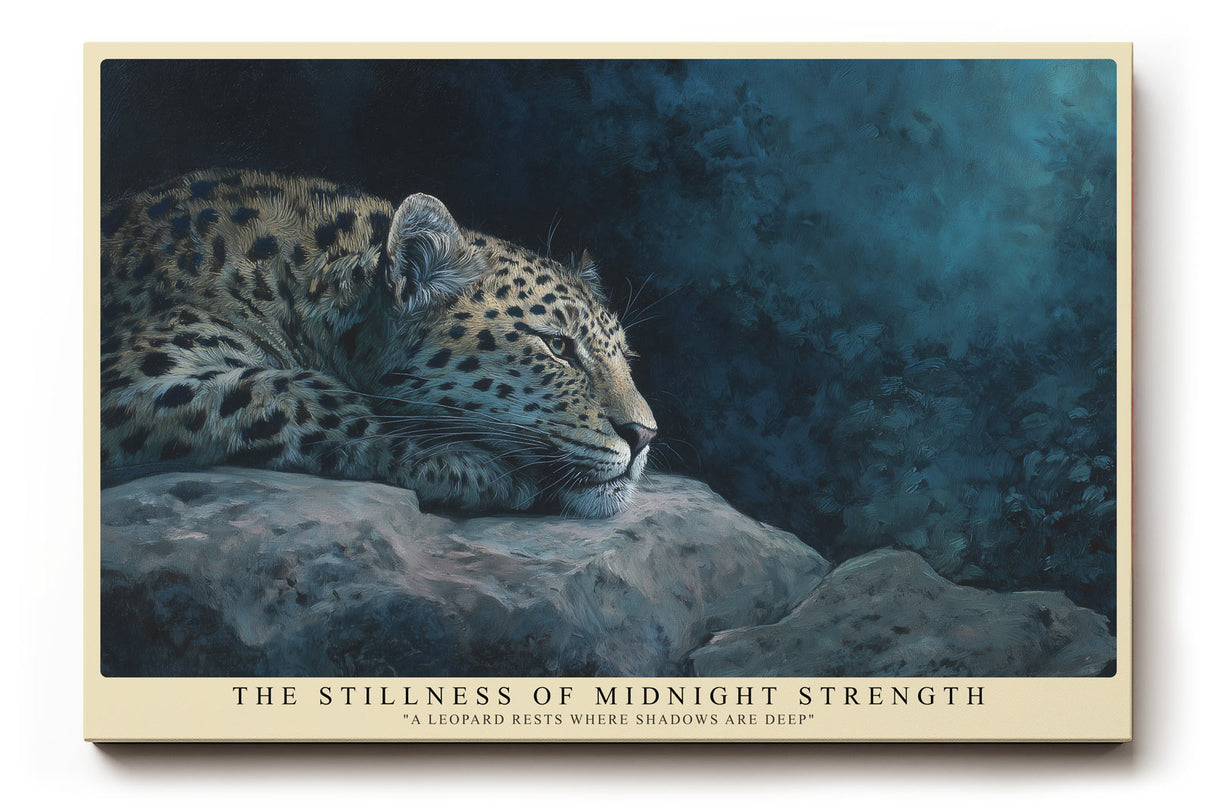 Paul Sinus Wandbild The Stillness of Midnight Strength majestätisches Tiermotiv mit ruhendem Leoparden im nächtlichen Licht