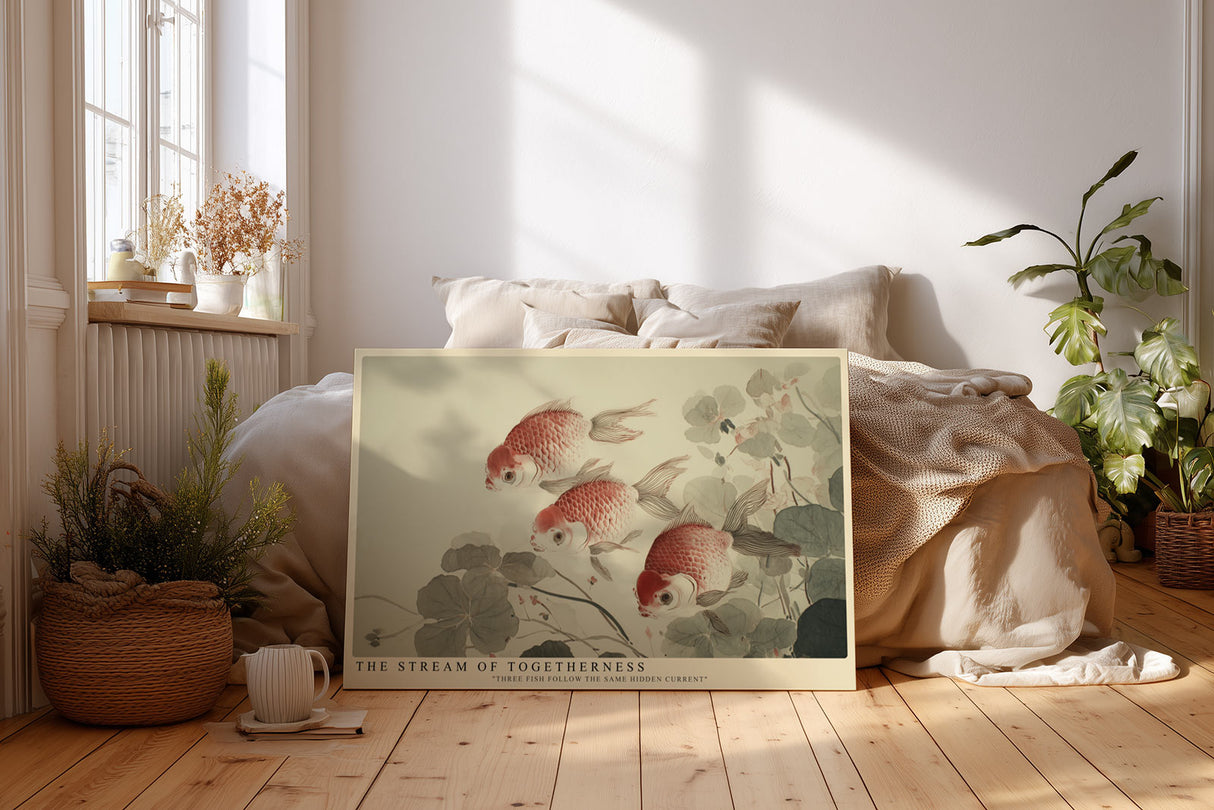Paul Sinus Wandbild The Stream of Togetherness – Drei Fische im Fluss der Harmonie